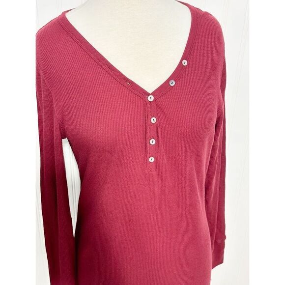 Lady Foot Locker Women's Henley Long Sleeve Pullover Shirt Burgundy Red Size XL - Picture 9 of 9